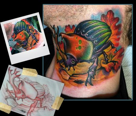 Tattoos - honed beetle neck tattoo - 61719